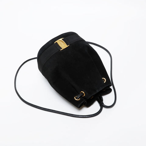 Salvatore Ferragamo Vara Drawstring Bag in Suede Backpack Â· Daypack black WS21421