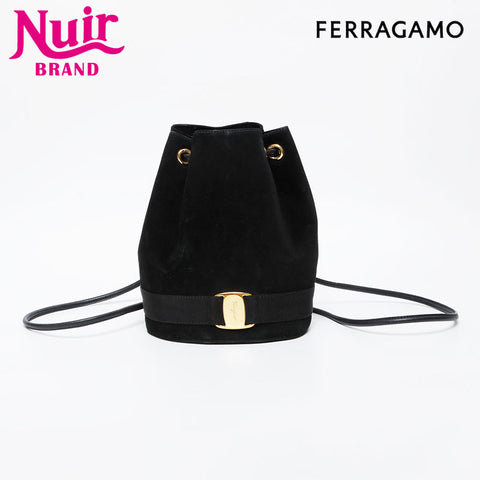 Salvatore Ferragamo Vara Drawstring Bag in Suede Backpack Â· Daypack black WS21421