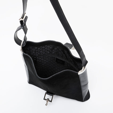 GUCCI Suede Jackie Shoulder Bag black WS21422