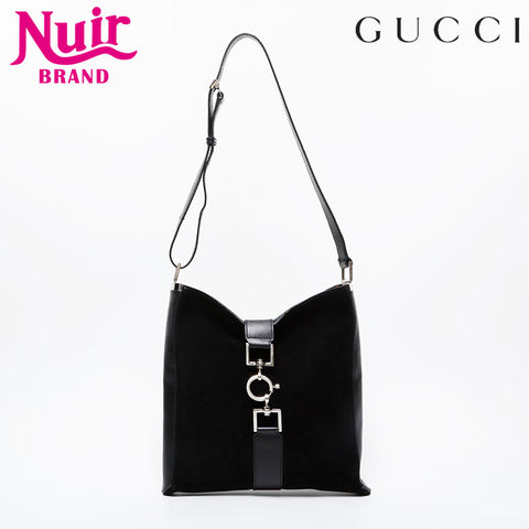 GUCCI Suede Jackie Shoulder Bag black WS21422