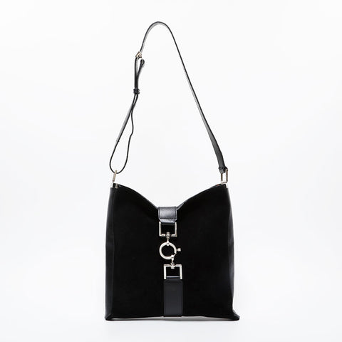 GUCCI Suede Jackie Shoulder Bag black WS21422