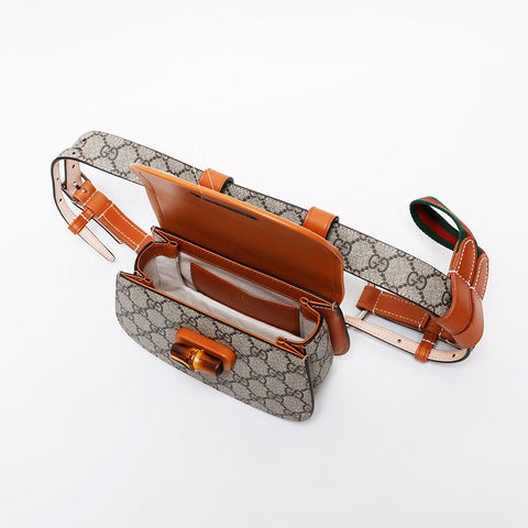 GUCCI Bamboo GG Supreme Waist bag Brown WS21424