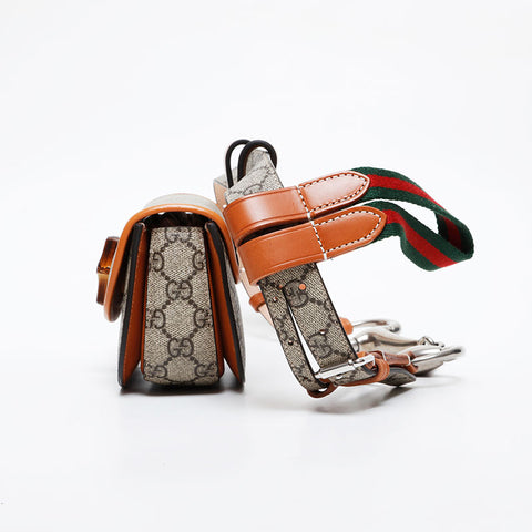 GUCCI Bamboo GG Supreme Waist bag Brown WS21424