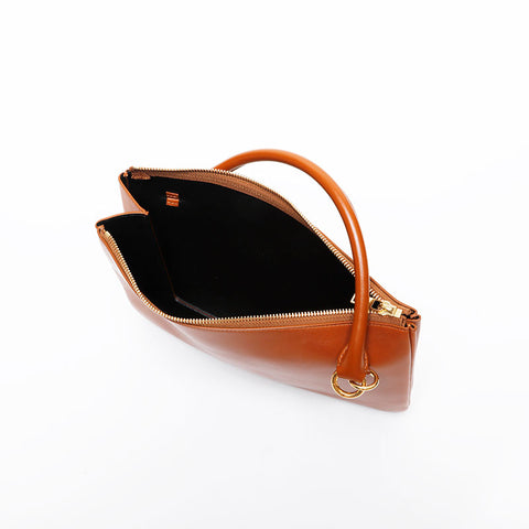 JIL SANDER Jil Sander Link Leather Large Handbag Brown WS21429