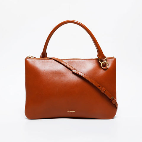 JIL SANDER Jil Sander Link Leather Large Handbag Brown WS21429