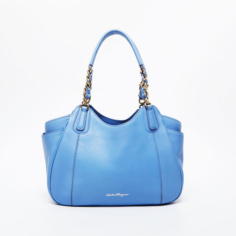 Salvatore Ferragamo leather Handbag blue WS21431