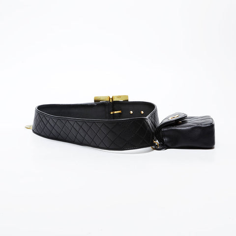 CHANEL Matelasse lambskin belt Waist bag black WS21432