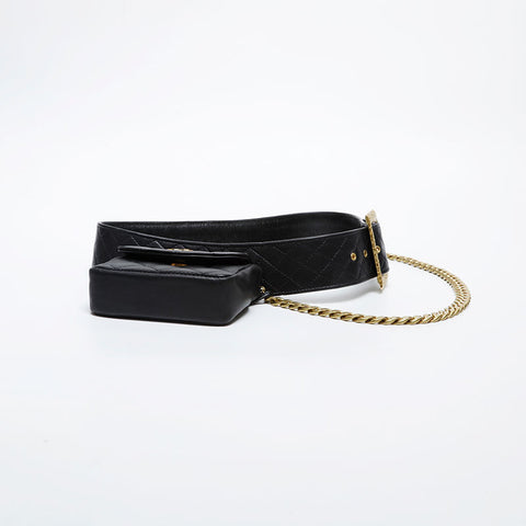 CHANEL Matelasse lambskin belt Waist bag black WS21432
