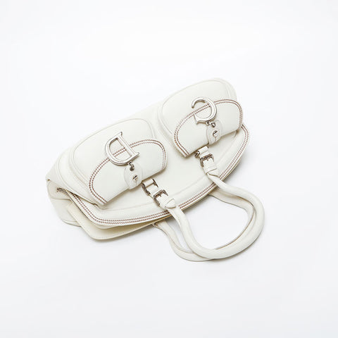 Christian Dior Leather mini Boston bag Handbag Ivory WS21433
