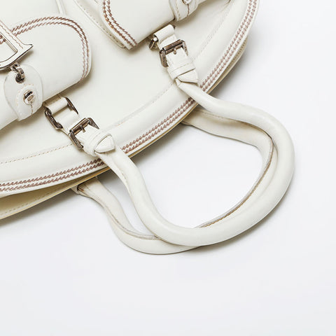 Christian Dior Leather mini Boston bag Handbag Ivory WS21433