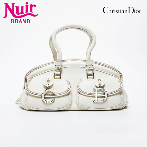 Christian Dior Leather mini Boston bag Handbag Ivory WS21433