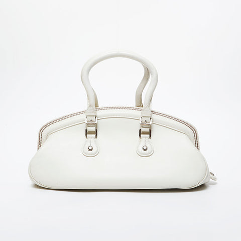 Christian Dior Leather mini Boston bag Handbag Ivory WS21433
