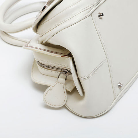 Christian Dior Leather mini Boston bag Handbag Ivory WS21433