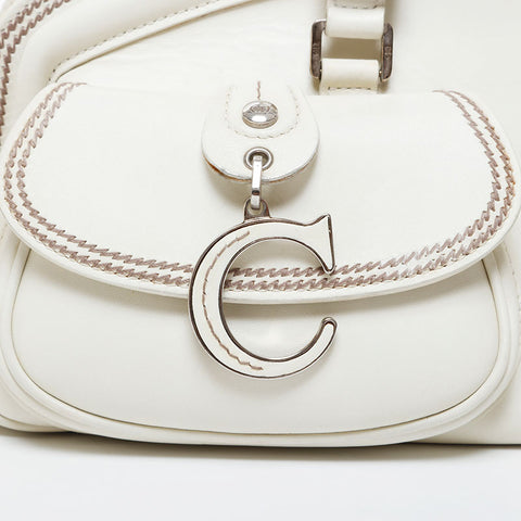 Christian Dior Leather mini Boston bag Handbag Ivory WS21433