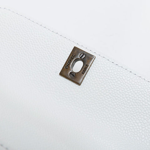CHANEL No. 5 1994-2000 Flap Caviar Top Handle Handbag white WS21434