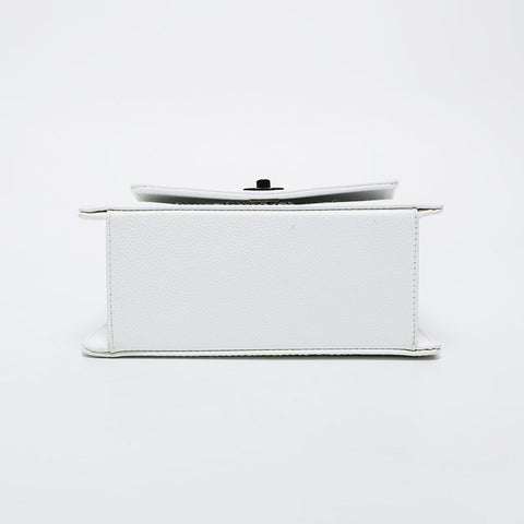 CHANEL No. 5 1994-2000 Flap Caviar Top Handle Handbag white WS21434
