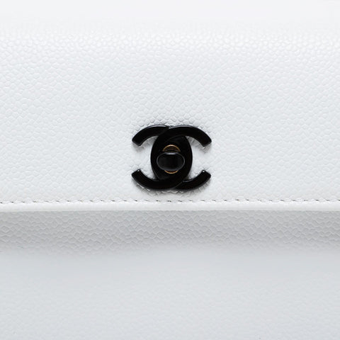 CHANEL No. 5 1994-2000 Flap Caviar Top Handle Handbag white WS21434