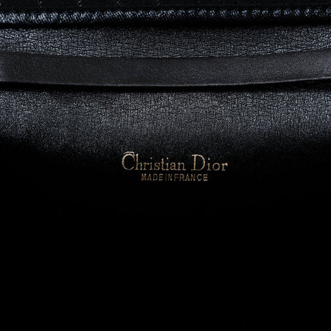 Christian Dior Honeycomb Pattern Canvas Chain Shoulder Bag black WS21438