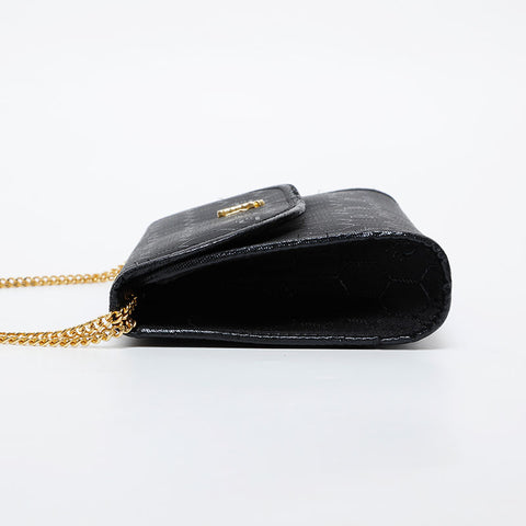Christian Dior Honeycomb Pattern Canvas Chain Shoulder Bag black WS21438
