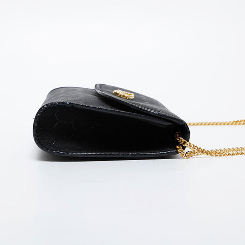 Christian Dior Honeycomb Pattern Canvas Chain Shoulder Bag black WS21438