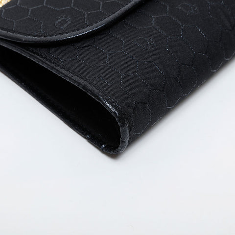 Christian Dior Honeycomb Pattern Canvas Chain Shoulder Bag black WS21438