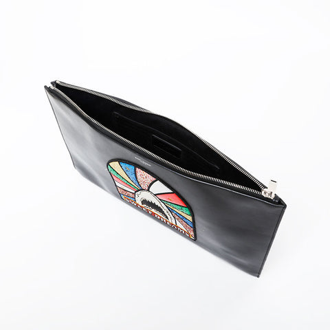 YVES SAINT LAURENT Shark Sweet Drean Leather Clutch bag black WS21442