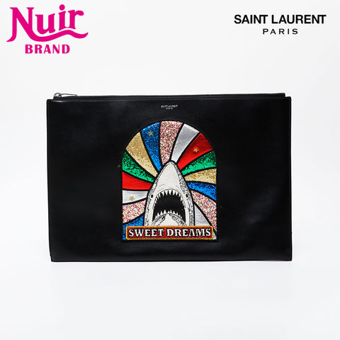YVES SAINT LAURENT Shark Sweet Drean Leather Clutch bag black WS21442