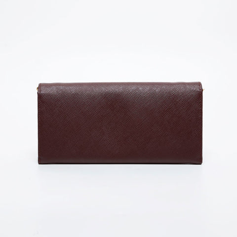 PRADA Saffiano Leather Chain Wallet Shoulder Bag Brown WS21443