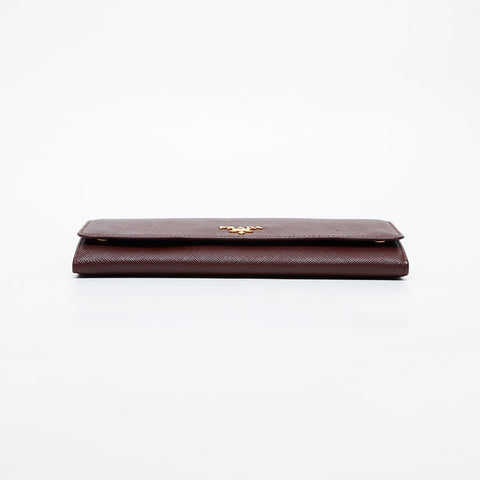 PRADA Saffiano Leather Chain Wallet Shoulder Bag Brown WS21443