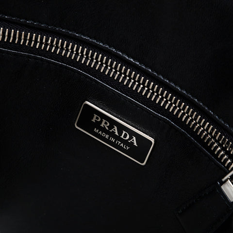 PRADA Leather Flower Mini Tote 2-way Antique Nappa Leather Handbag black WS21444