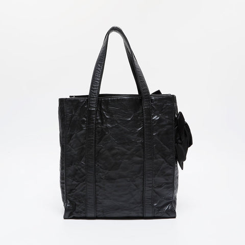 PRADA Leather Flower Mini Tote 2-way Antique Nappa Leather Handbag black WS21444
