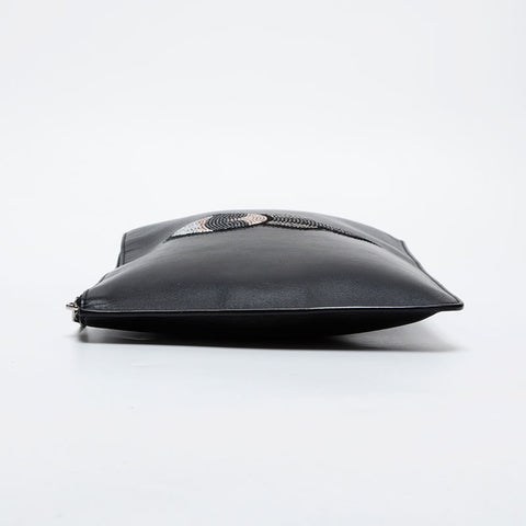 FENDI Karl Lagerfeld Rhinestones Clutch bag black WS21445