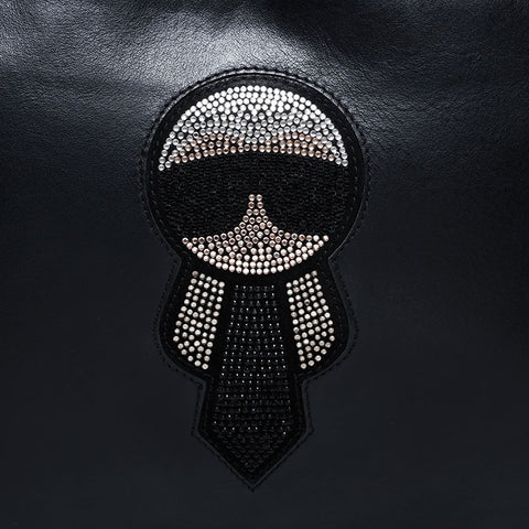 FENDI Karl Lagerfeld Rhinestones Clutch bag black WS21445