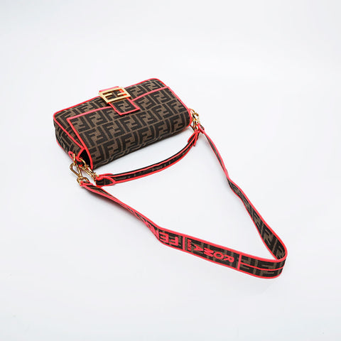 FENDI Zucca FF Jacquard Mamma Bucket 2-way Shoulder Bag Brown WS21446