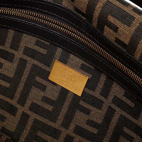 FENDI Zucca FF Jacquard Mamma Bucket 2-way Shoulder Bag Brown WS21446