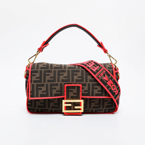 FENDI Zucca FF Jacquard Mamma Bucket 2-way Shoulder Bag Brown WS21446