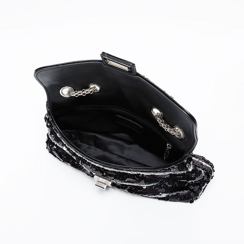CHANEL 15th series 2011-2012 Sequin 2.55 Chain Shoulder Bag black WS21449