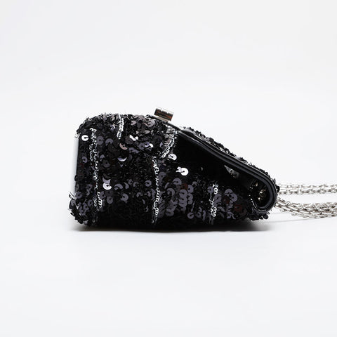 CHANEL 15th series 2011-2012 Sequin 2.55 Chain Shoulder Bag black WS21449