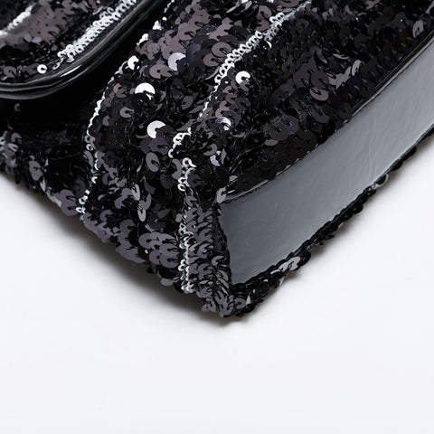 CHANEL 15th series 2011-2012 Sequin 2.55 Chain Shoulder Bag black WS21449