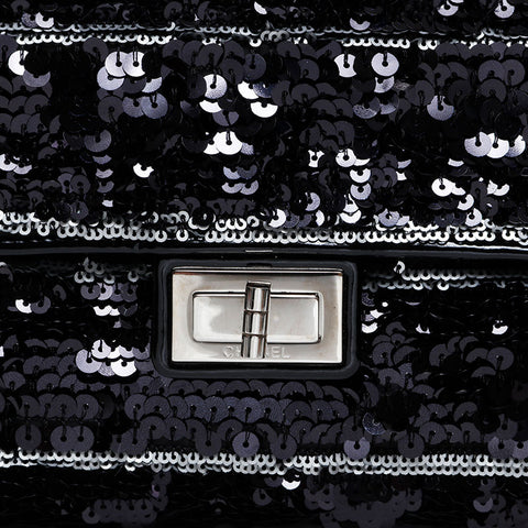 CHANEL 15th series 2011-2012 Sequin 2.55 Chain Shoulder Bag black WS21449