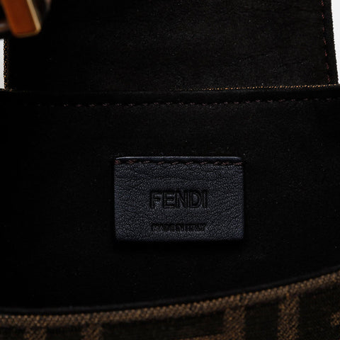 FENDI Zucca Cookie Mini Canvas Mini Hobo Shoulder Bag Brown WS21450