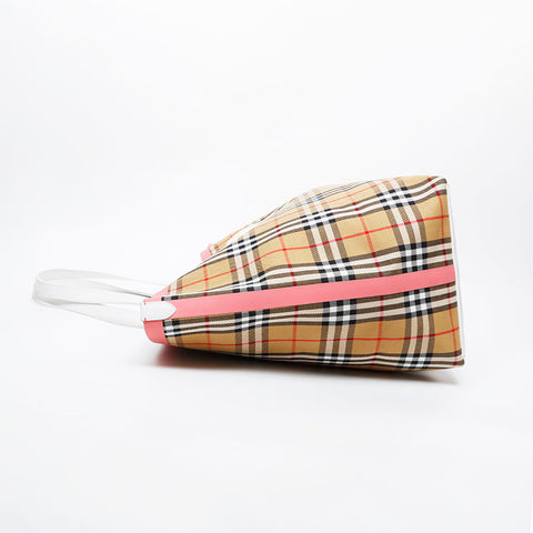 バーバリー BURBERRY ラージ トート ノバチェック リバーシブル キャンバス レザー ショルダーバッグ ベージュ WS21453