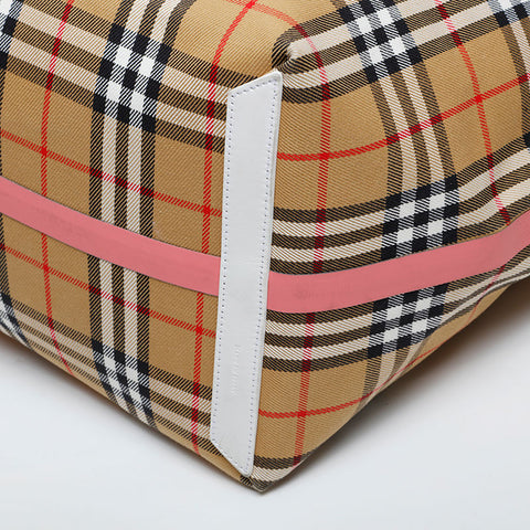 BURBERRY Large tote in reversible Nova check canvas and leather Shoulder Bag beige WS21453