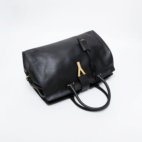 YVES SAINT LAURENT Leather Petit Cabas Y-Line Tote Handbag black WS21454