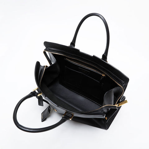 YVES SAINT LAURENT Leather Petit Cabas Y-Line Tote Handbag black WS21454