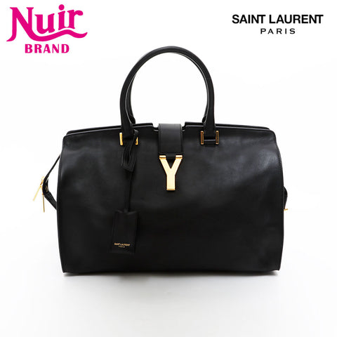 YVES SAINT LAURENT Leather Petit Cabas Y-Line Tote Handbag black WS21454