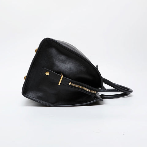 YVES SAINT LAURENT Leather Petit Cabas Y-Line Tote Handbag black WS21454