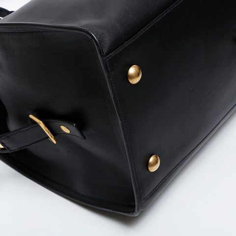 YVES SAINT LAURENT Leather Petit Cabas Y-Line Tote Handbag black WS21454