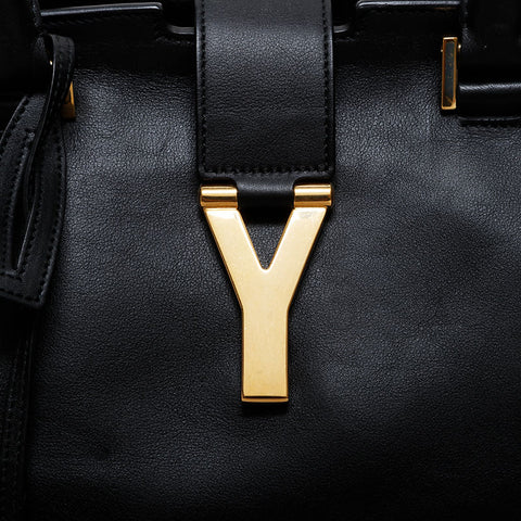 YVES SAINT LAURENT Leather Petit Cabas Y-Line Tote Handbag black WS21454