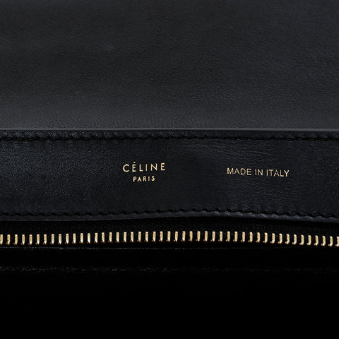 CELINE Embossed leather trapeze 2way bag Handbag black WS21457